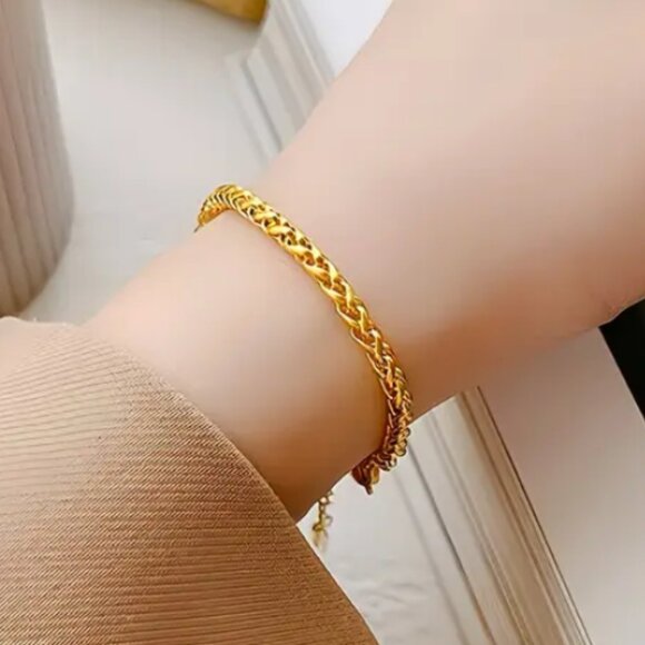 14K Gold Womens 8" Chain Link Style Bracelet Ladies 8 in New 14 K Silver Jewelry - Picture 4 of 6